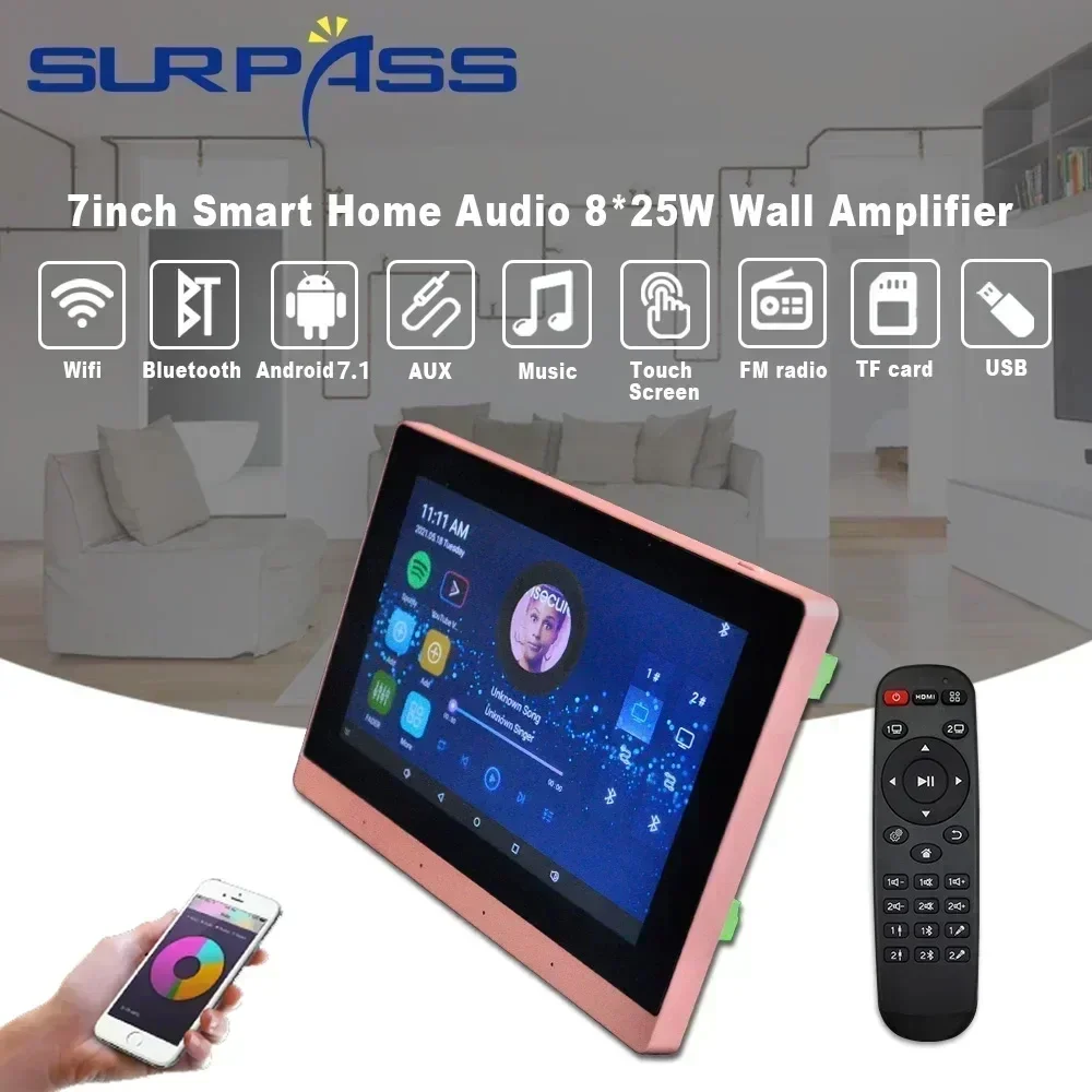 Audio Music For Background - 7inch WiFi In Wall Amplifier Touch