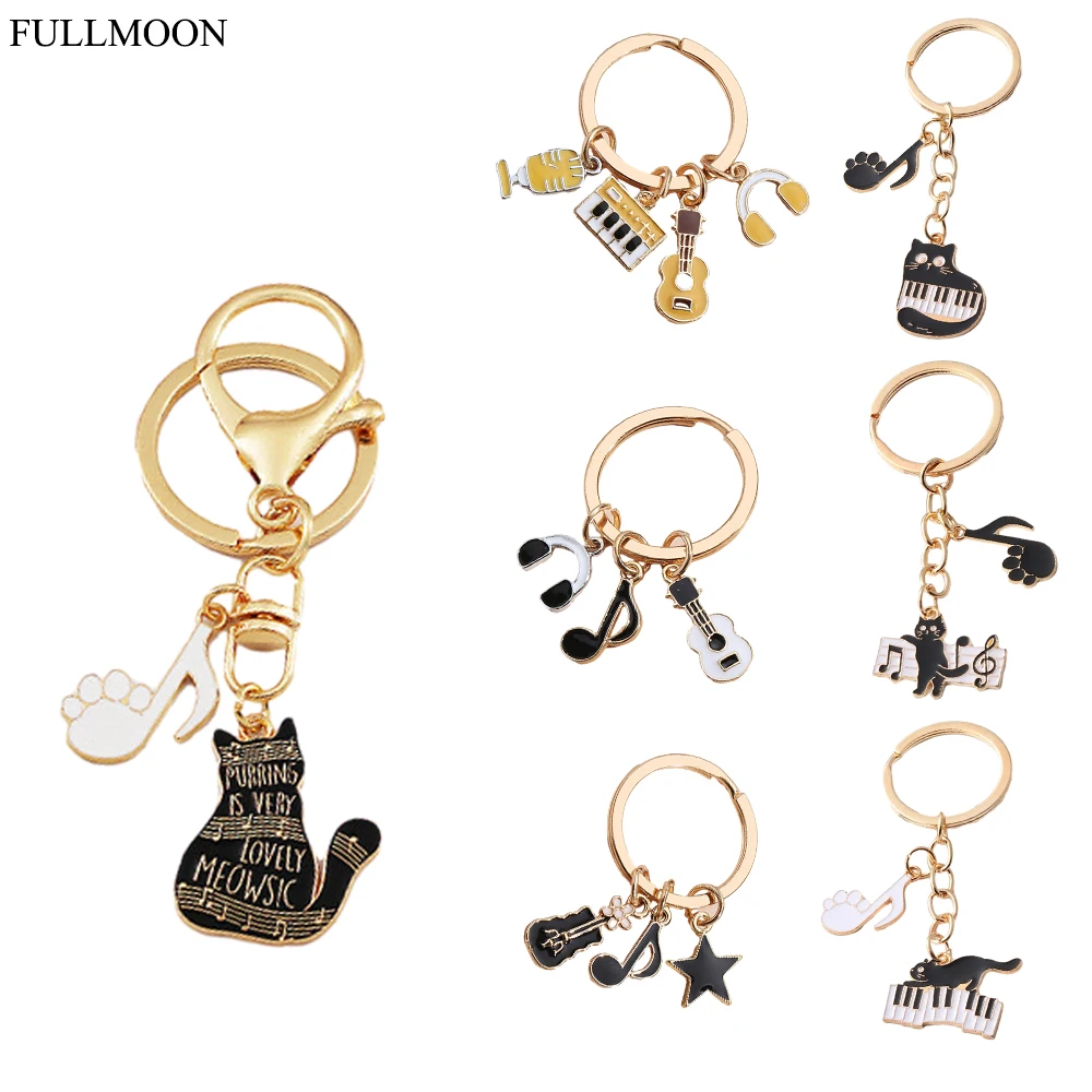 Audio Music Notes - Creative Musical Piano Cat Keychain Alloy