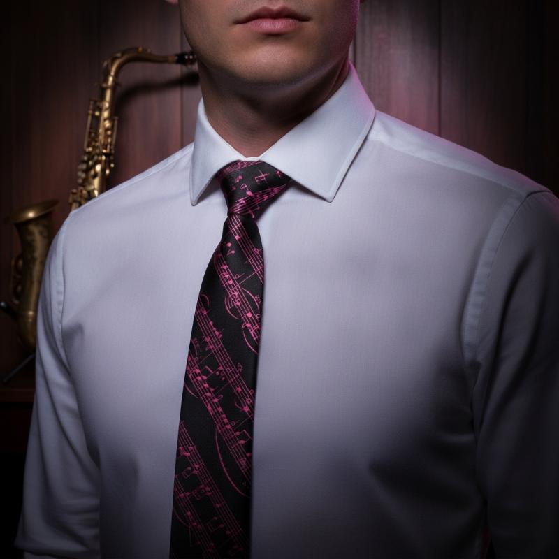 Unisex Narrow Necktie Soft Sil - Audio Music Notes ulasan dan harga