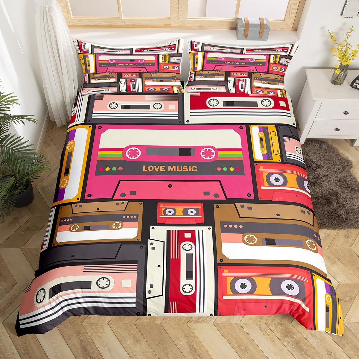 Colorful Music Cassettes Duvet - Audio Music King ulasan dan harga